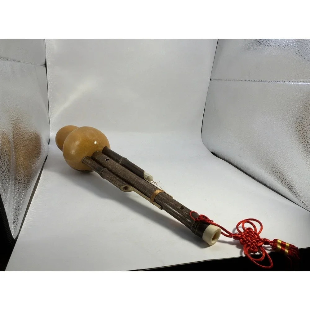 Traditional Chinese Handmade Hulusi Aka Curcubit Flute Bamboo Pipe Hard Case